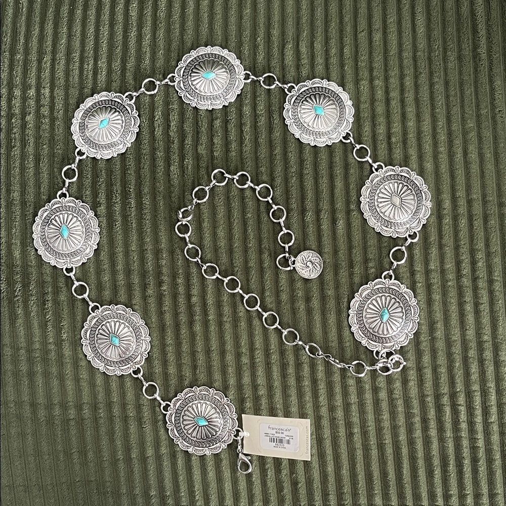Francesca's Collections Silver and Turquoise Belt - Picture 2 of 4
